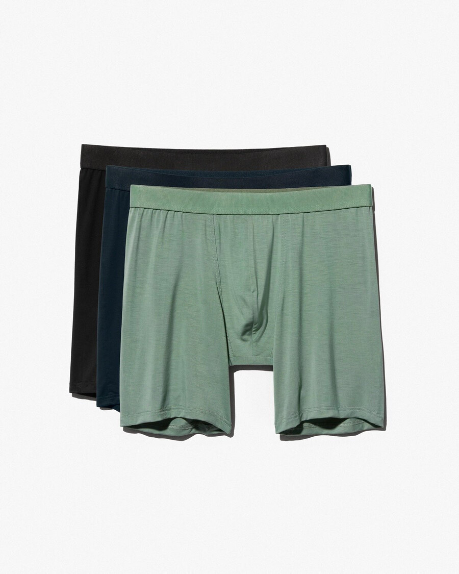 lot de 3 boxers longs pour homme coloris noir bleu marine foncé et sauge achetez maintenant — cdlp