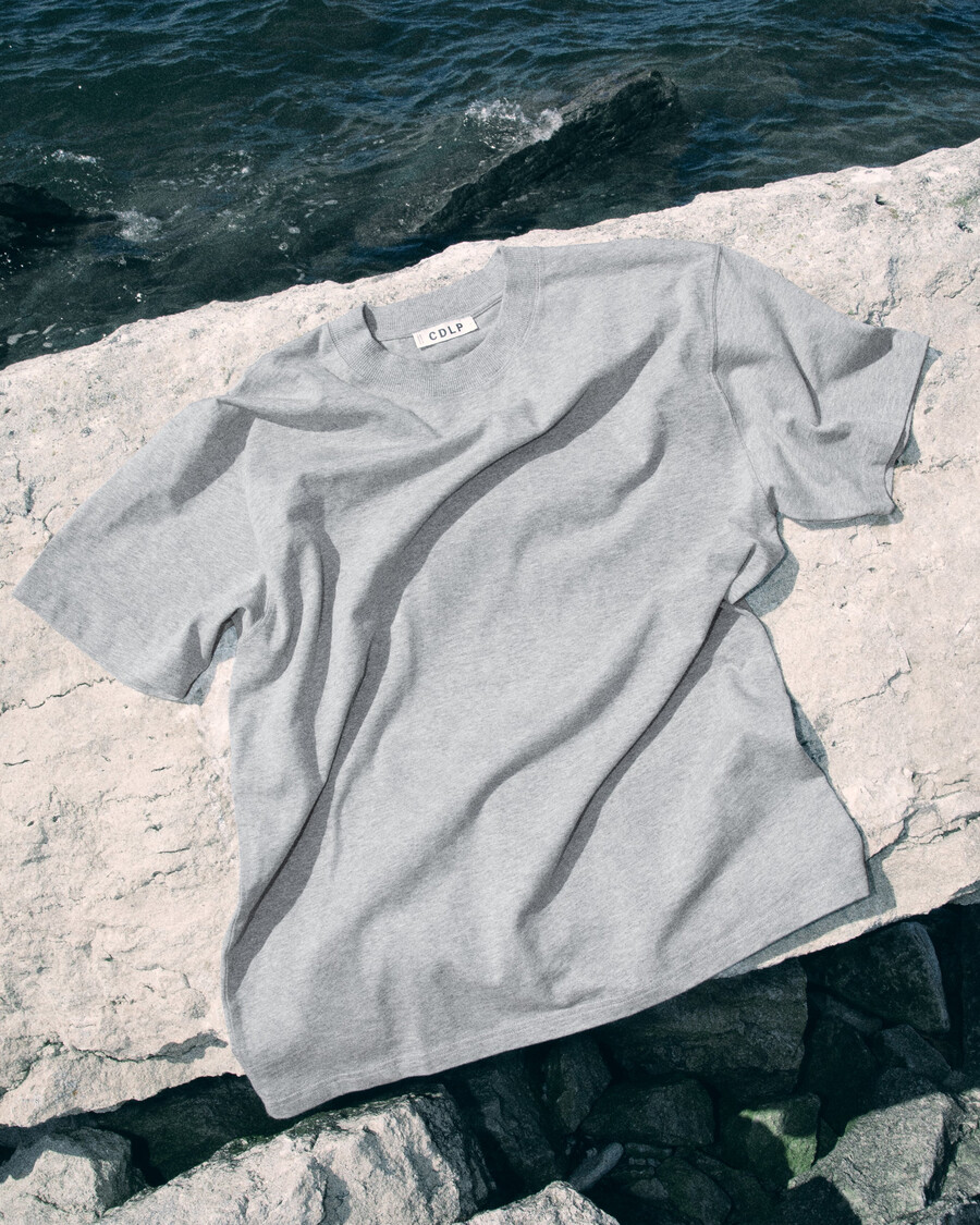 t-shirt homme en coton gris chiné coupe décontractée achetez maintenant — cdlp