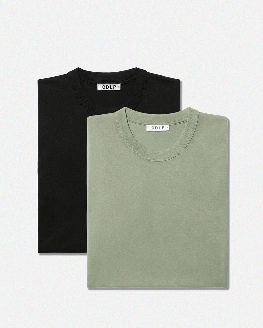 2 t-shirts épais pour homme noir et sauge boutique — cdlp