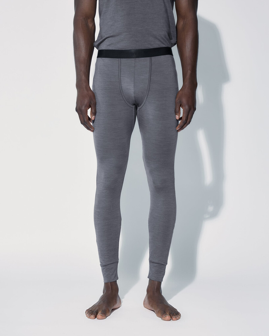 caleçon long pour homme en laine mérinos mélangée coloris gris chiné achetez maintenant — cdlp