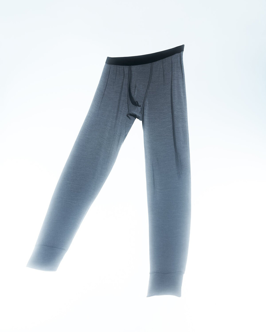 caleçon long pour homme en laine mérinos mélangée coloris gris chiné achetez maintenant — cdlp