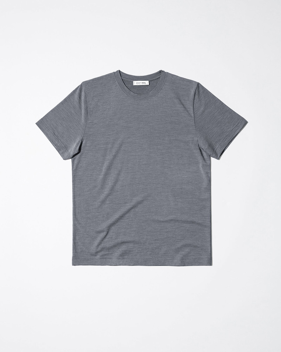 t-shirt homme en laine mérinos mélangée gris chiné achetez maintenant — cdlp