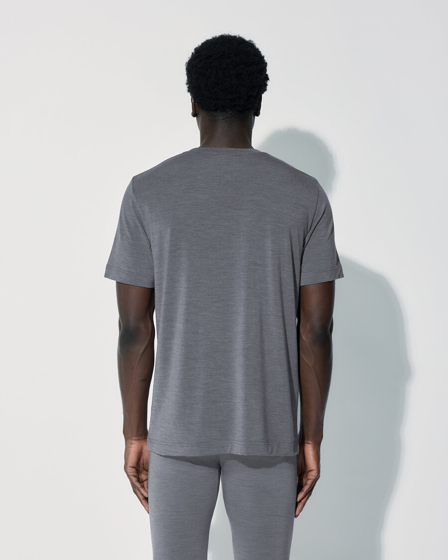 t-shirt homme en laine mérinos mélangée gris chiné achetez maintenant — cdlp