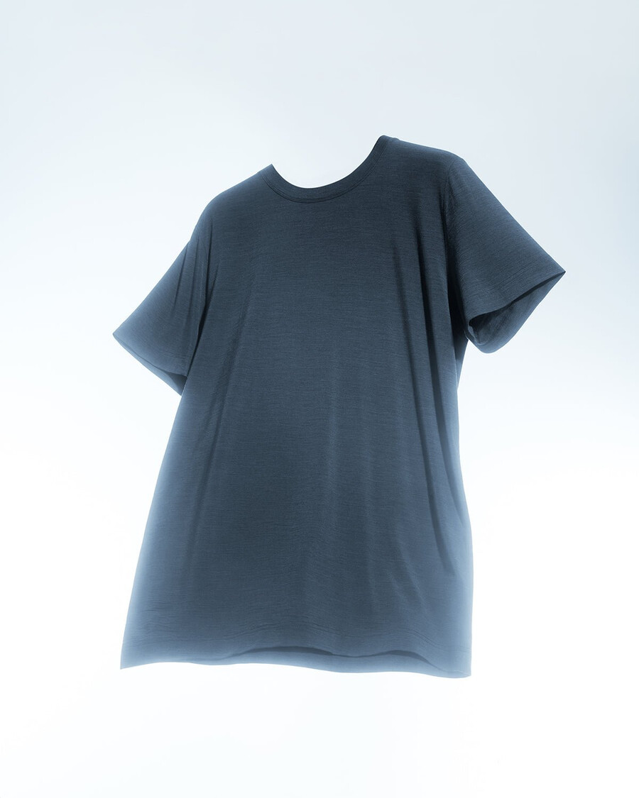 t-shirt homme en laine mérinos mélangée gris chiné achetez maintenant — cdlp