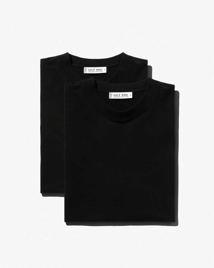 lot de 2 t-shirts à manches longues pour homme en laine mérinos mélangée noire boutique – cdlp