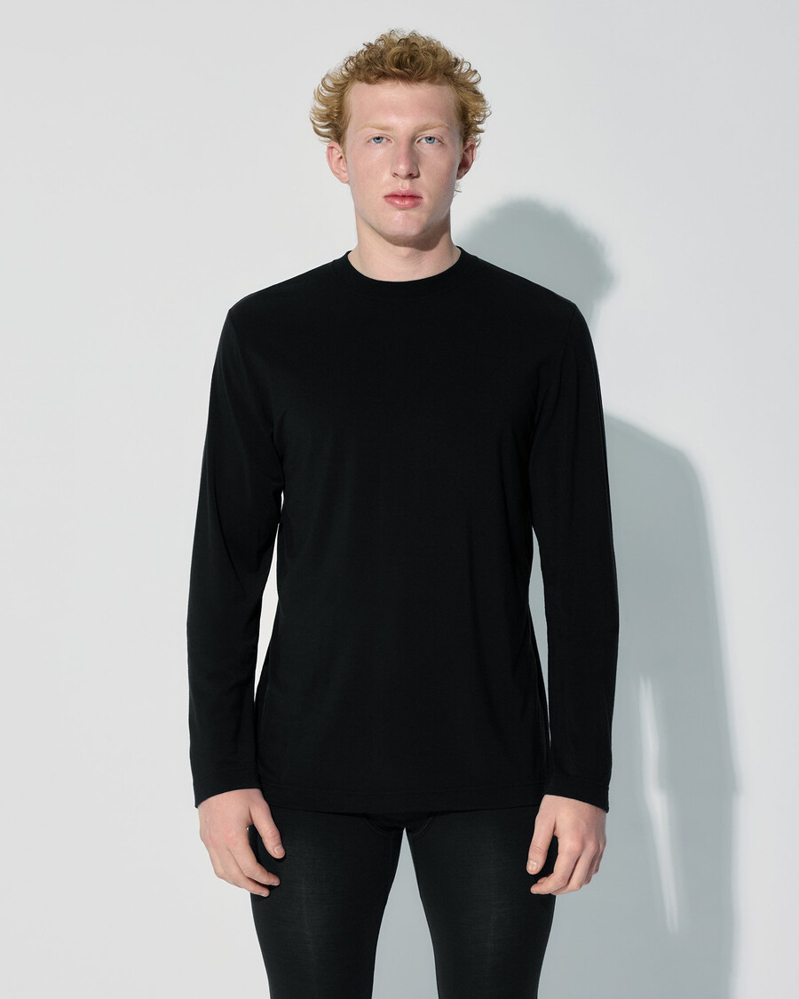 lot de 2 t-shirts à manches longues pour homme en laine mérinos mélangée noire boutique – cdlp