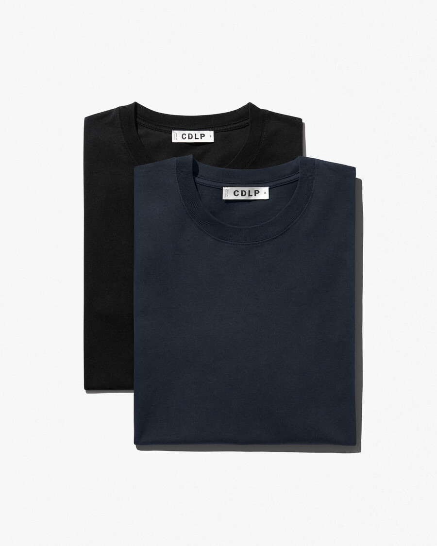 lot de 2 t-shirts mi-lourds pour homme noir et bleu marine foncé boutique – cdlp