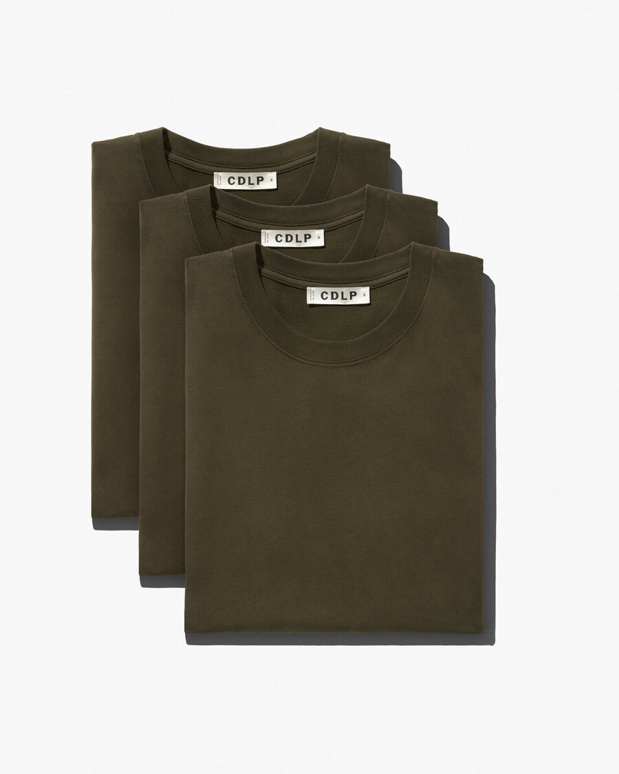 lot de 3 t-shirts mi-lourds pour homme vert olive achetez maintenant — cdlp