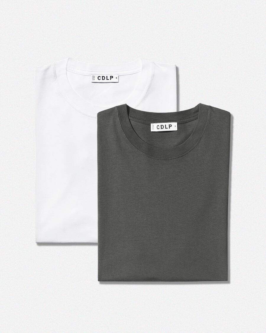 lot de 2 t-shirts mi-lourds pour homme blanc et anthracite boutique – cdlp