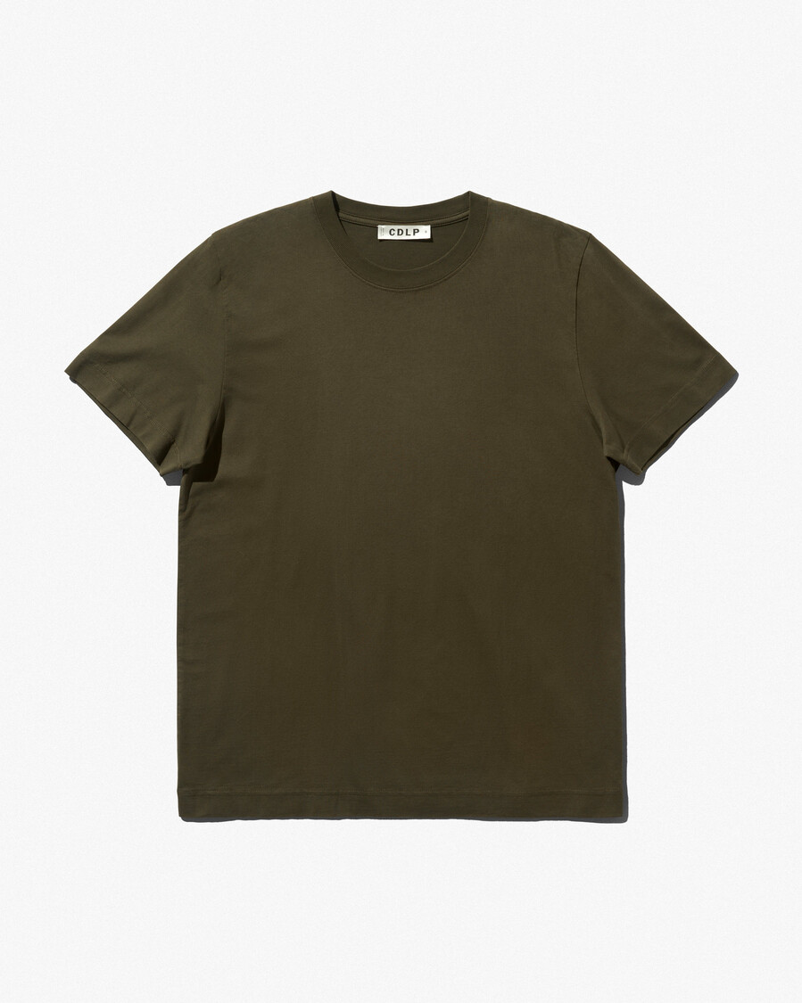 lot de 2 t-shirts mi-lourds pour homme blanc et vert olive boutique – cdlp