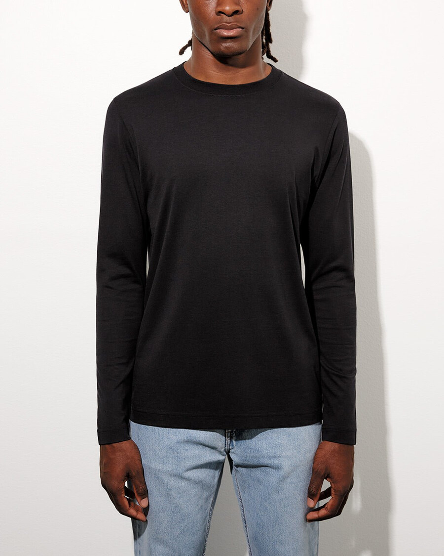 lot de 2 t-shirts à manches longues mi-lourds pour homme noir et bleu marine foncé boutique – cdlp