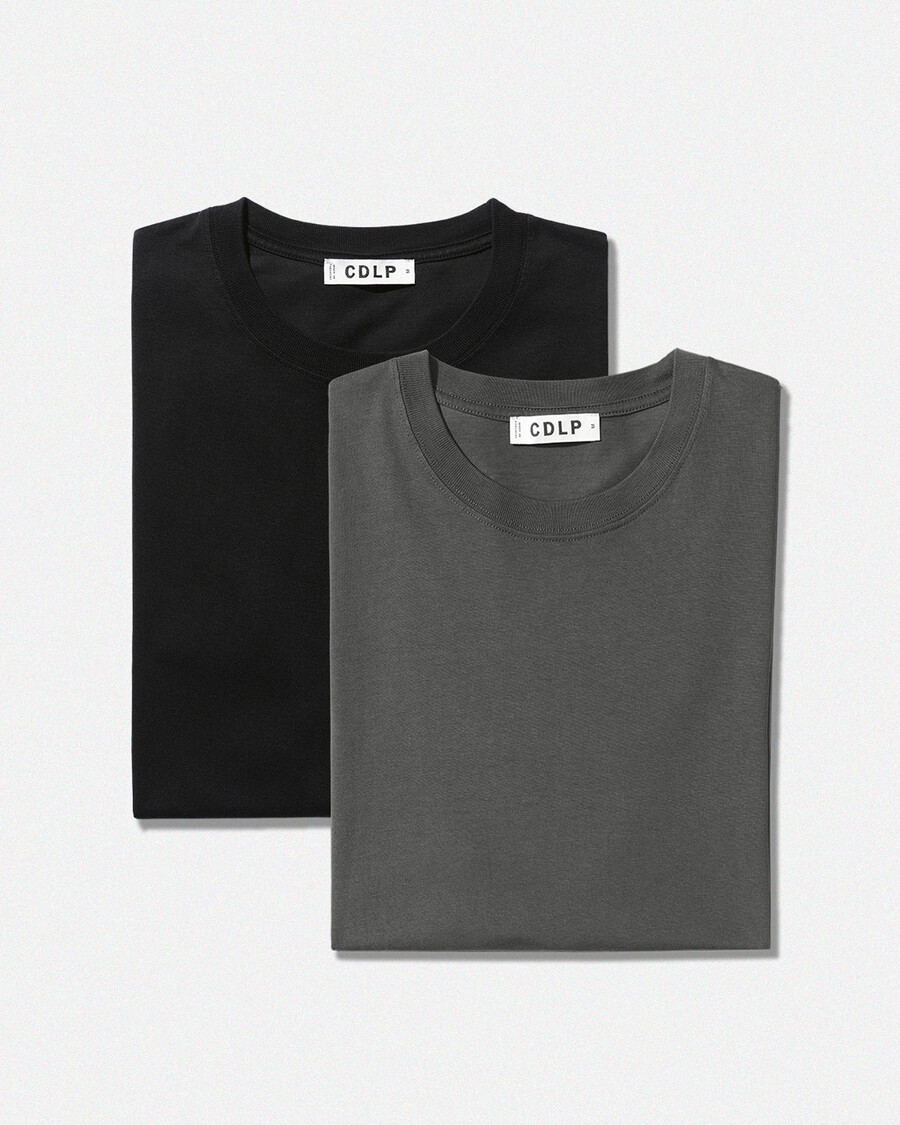 lot de 2 t-shirts mi-lourds pour homme noir et anthracite boutique – cdlp