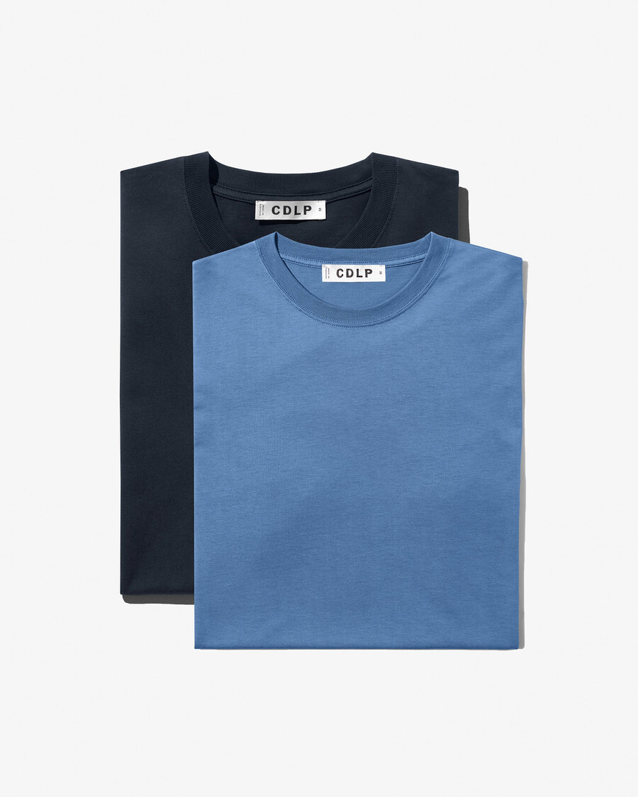 lot de 2 t-shirts mi-lourds pour homme bleu marine foncé et bleu azur boutique – cdlp