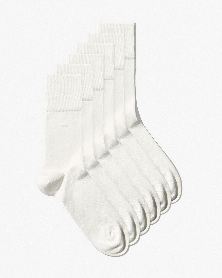 lot de 6 paires de chaussettes mi-longues unisexes en coton blanc boutique — cdlp