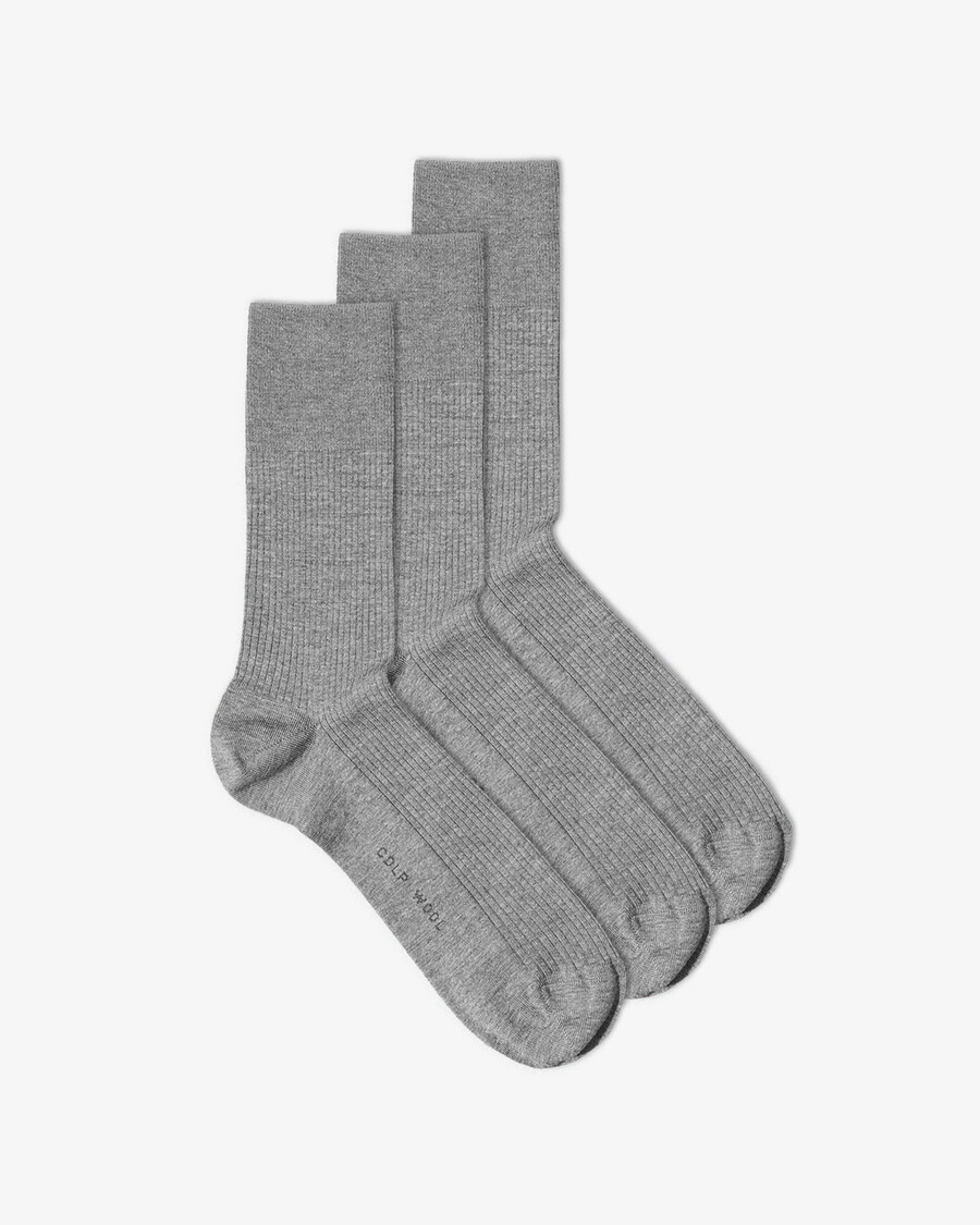 lot de 3 paires de chaussettes mi-longues en laine côtelée pour homme gris chiné boutique — cdlpey