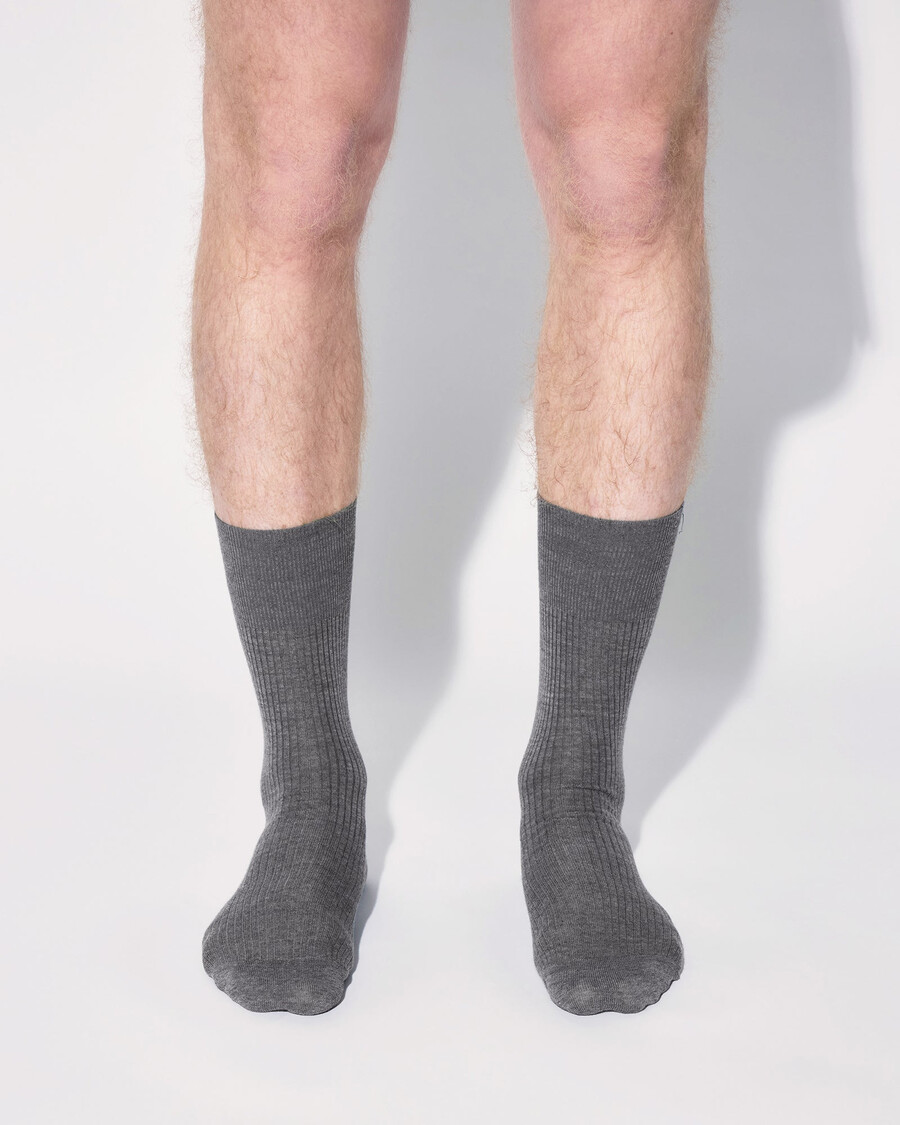 lot de 3 paires de chaussettes mi-longues en laine côtelée pour homme gris chiné boutique — cdlpey