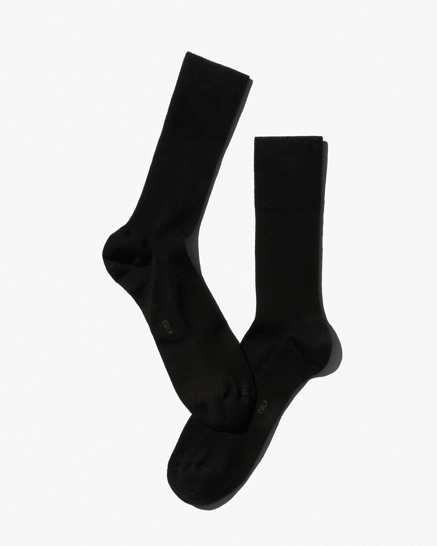 chaussettes mi-longues en laine côtelée noire pour homme achetez maintenant — cdlp