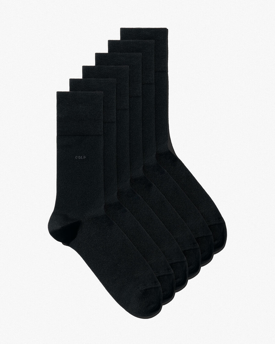 lot de 6 paires de chaussettes mi-longues unisexes en coton noir boutique — cdlp