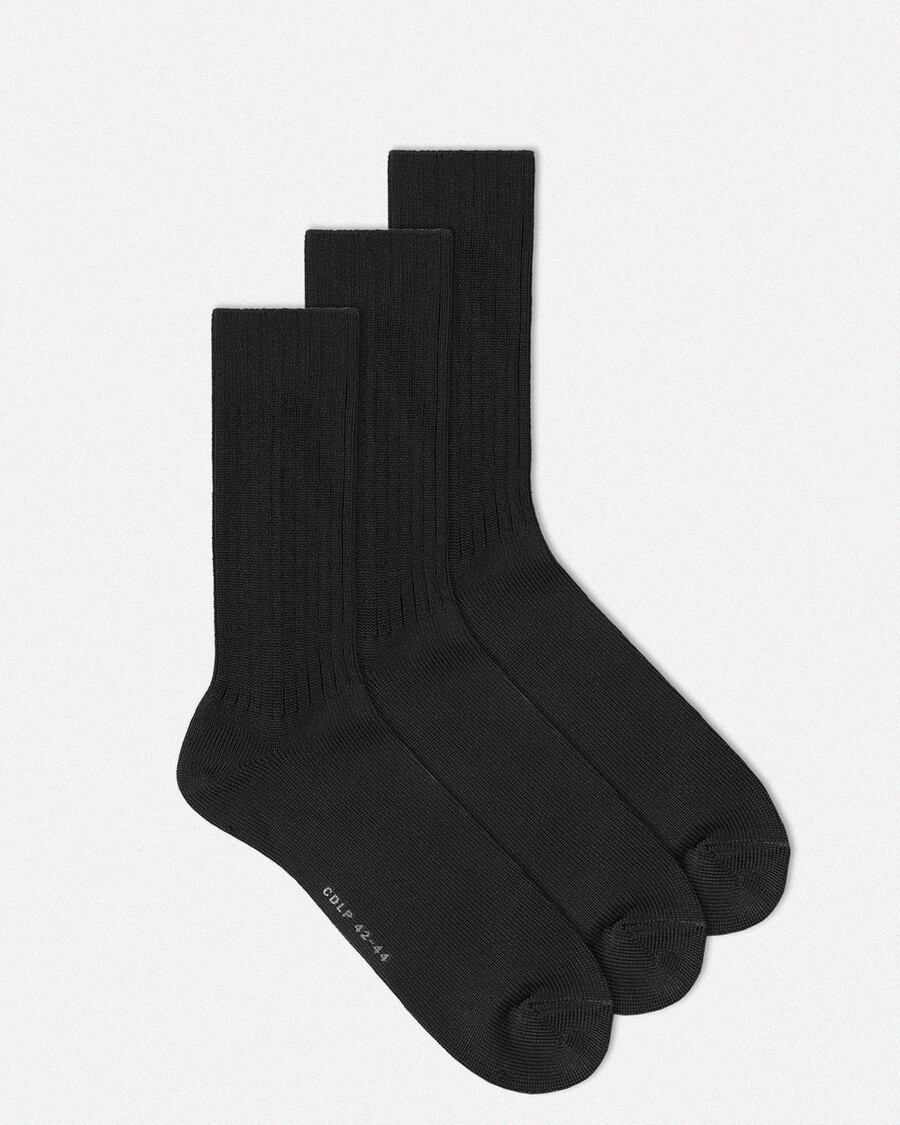 lot de 3 paires de chaussettes de tennis mi-longues unisexes noires boutique — cdlp