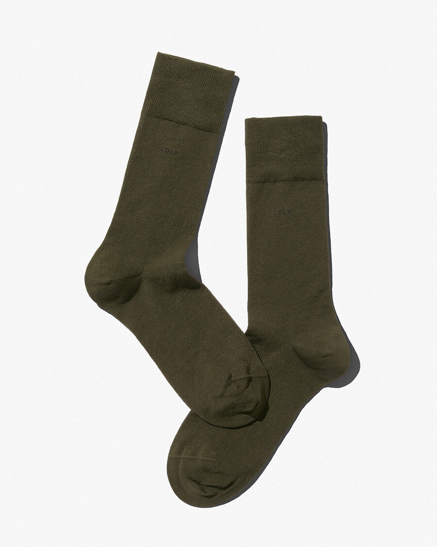 chaussettes mi-longues unisexes en coton vert olive boutique — cdlp