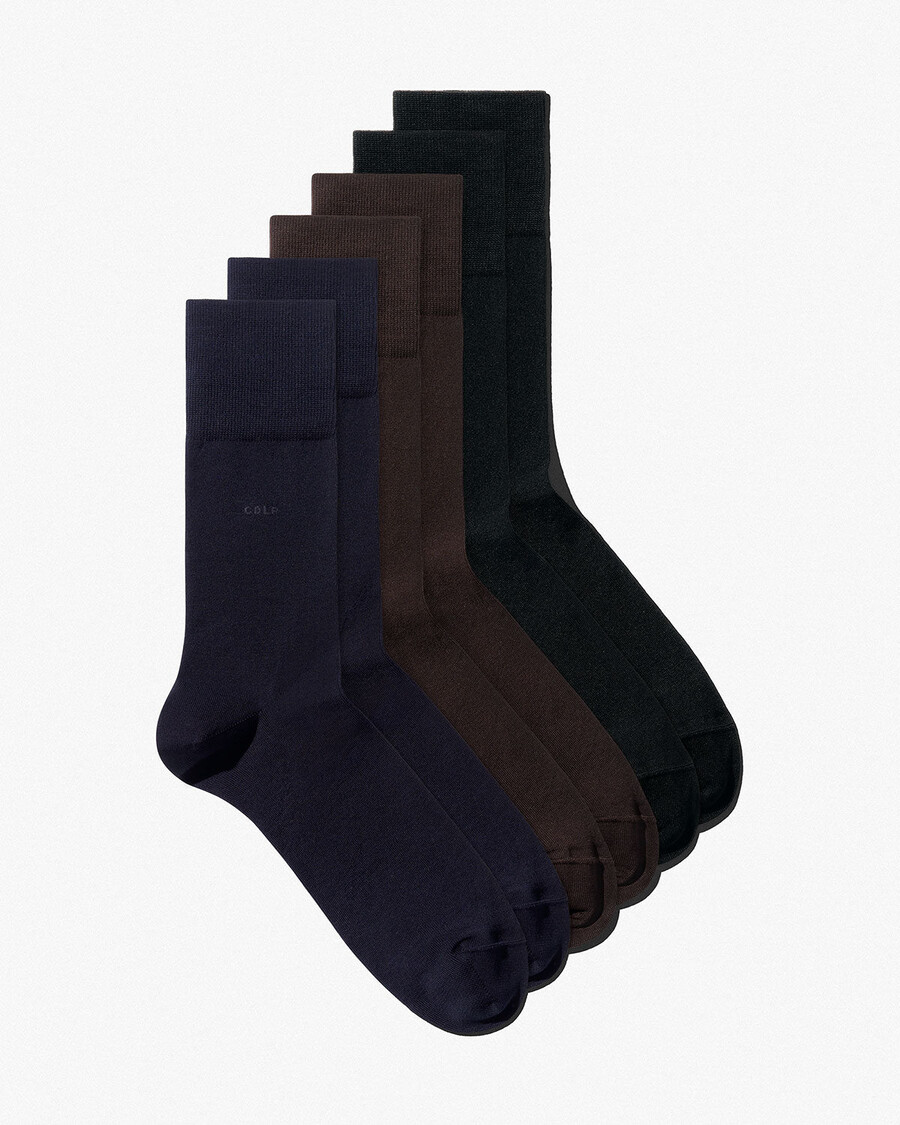 lot de 6 paires de chaussettes mi-longues unisexes en coton coloris noir marron foncé et bleu marine foncé achetez maintenant — cdlp