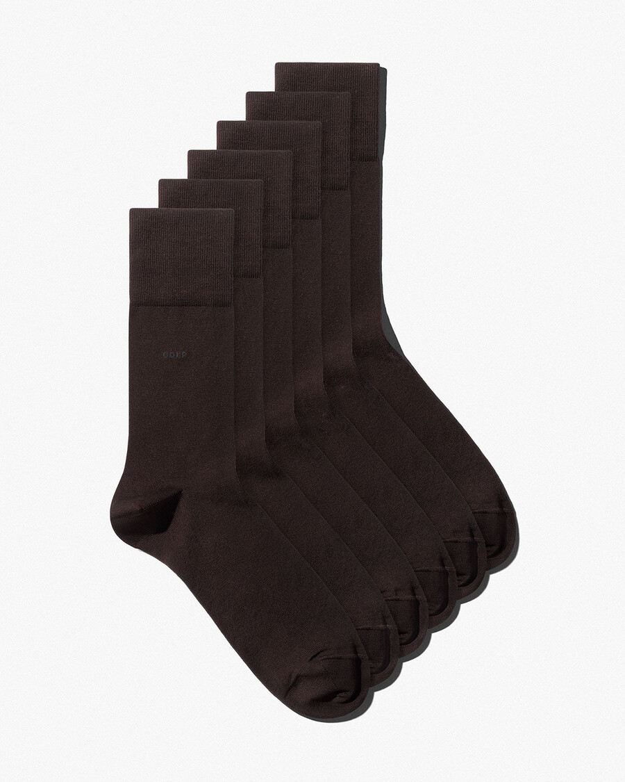 lot de 6 paires de chaussettes mi-longues unisexes en coton marron foncé boutique – cdlp