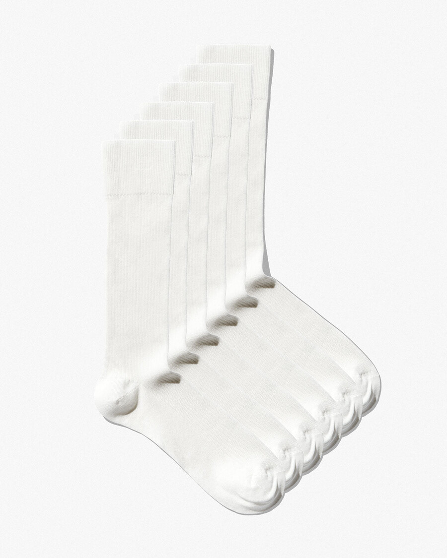 lot de 6 paires de chaussettes mi-longues en coton côtelé blanc pour femme boutique – cdlp