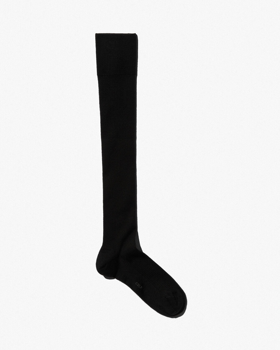chaussettes hautes en laine côtelée noire pour femme achetez maintenant — cdlp