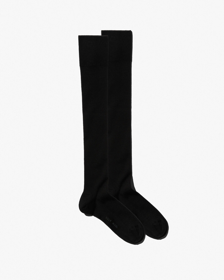 lot de 2 chaussettes hautes en laine côtelée noire pour femme boutique — cdlp