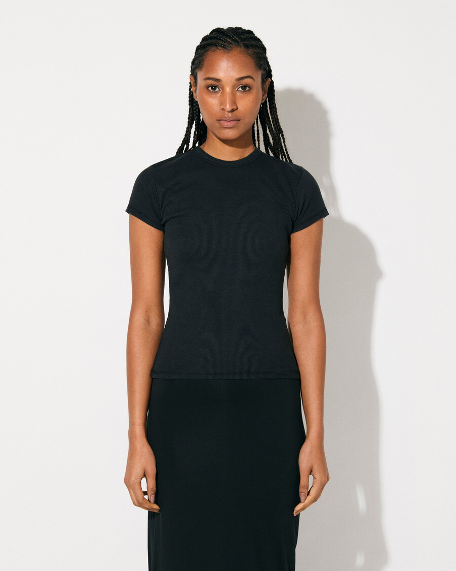 t-shirt côtelé femme noir délavé achetez maintenant — cdlp