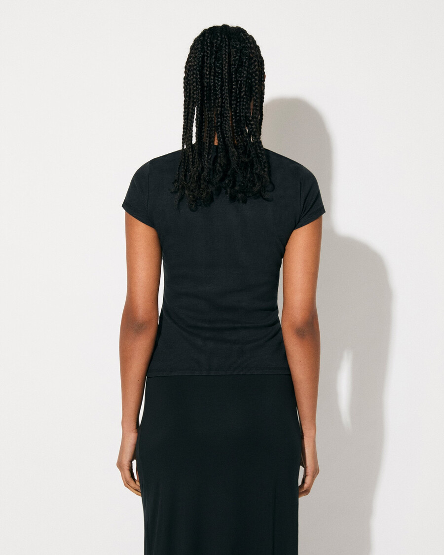 t-shirt côtelé femme noir délavé achetez maintenant — cdlp