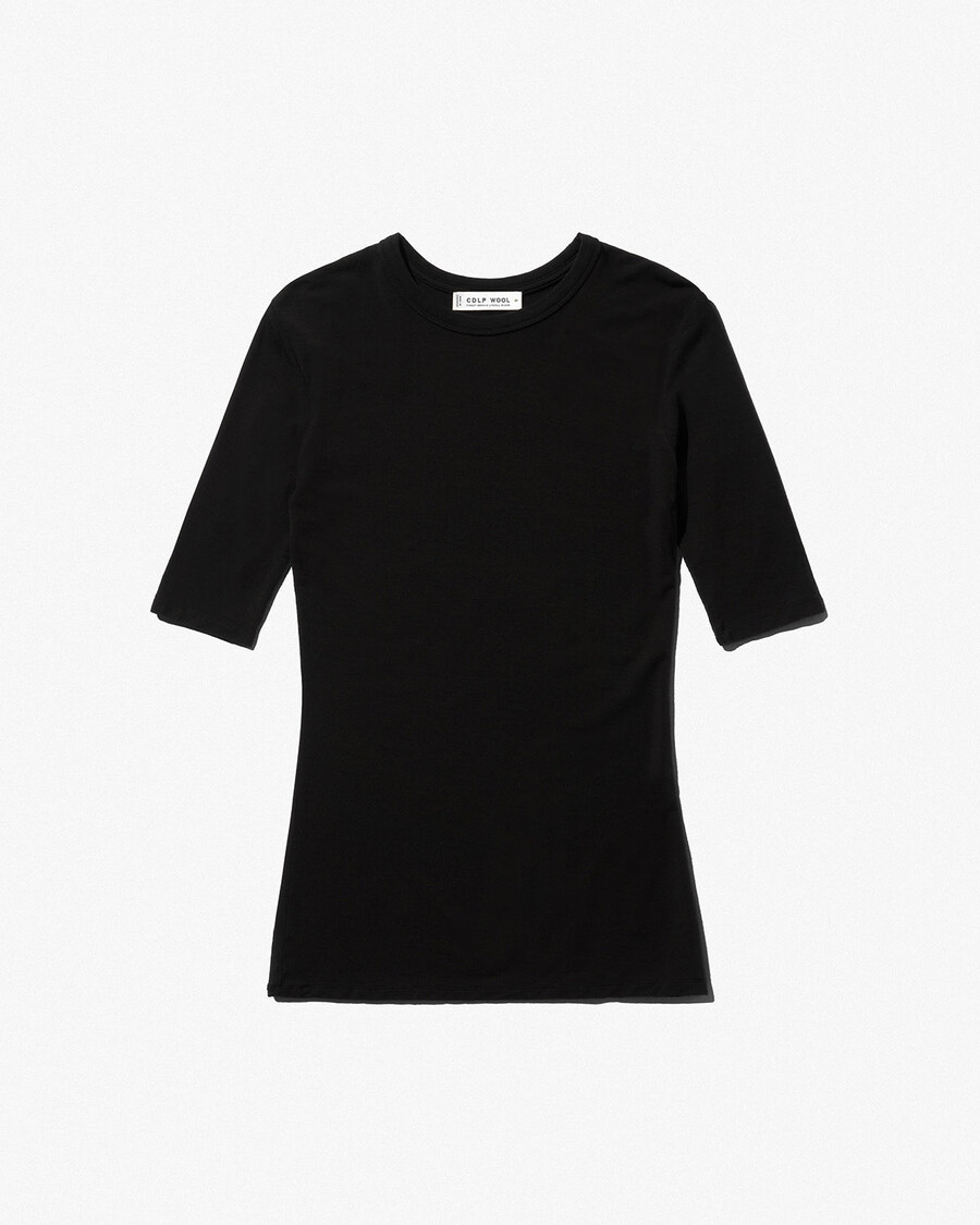 t-shirt femme en laine mérinos mélangée noire achetez maintenant — cdlp