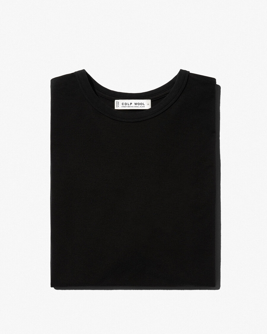 t-shirt femme en laine mérinos mélangée noire achetez maintenant — cdlp