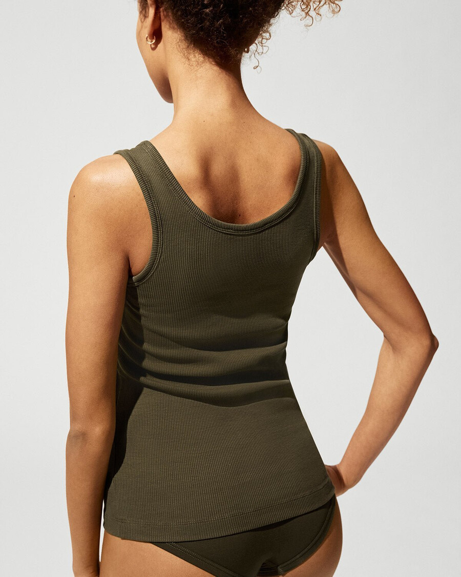 lot de 2 débardeurs côtelés pour femme blanc et vert olive boutique — cdlp