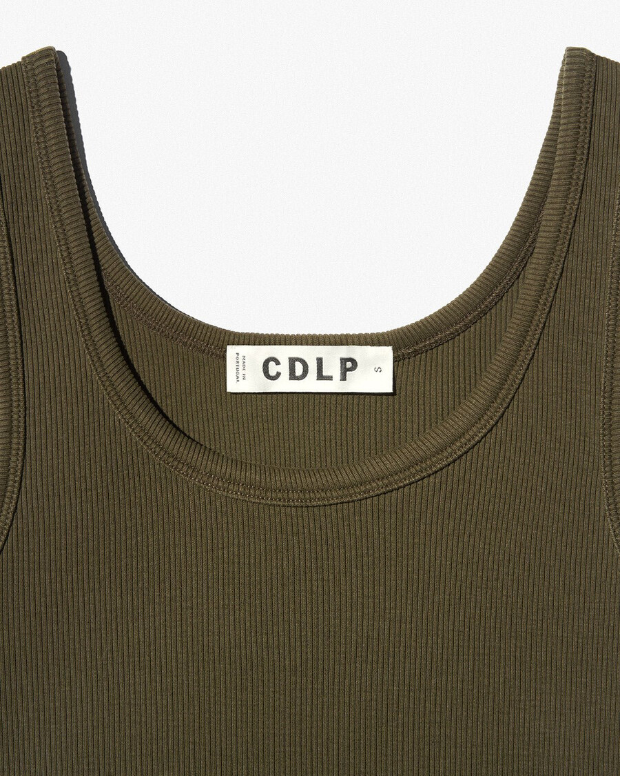 lot de 2 débardeurs côtelés pour femme blanc et vert olive boutique — cdlp