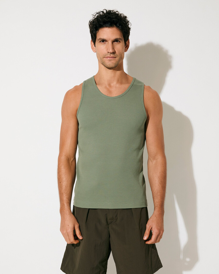 débardeur côtelé pour homme couleur sauge achetez maintenant — cdlp