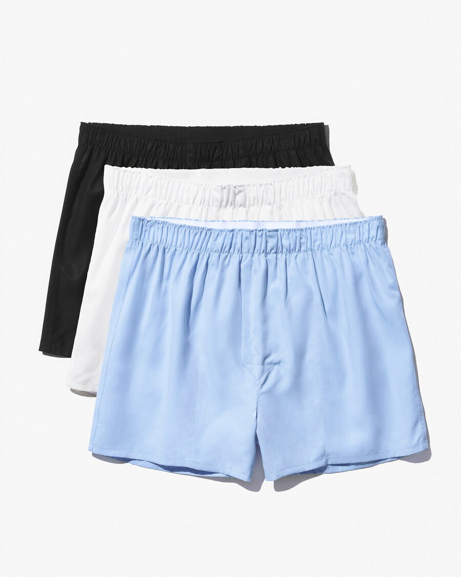 lot de 3 boxers tissés classiques pour homme coloris noir blanc et bleu ciel boutique — cdlp